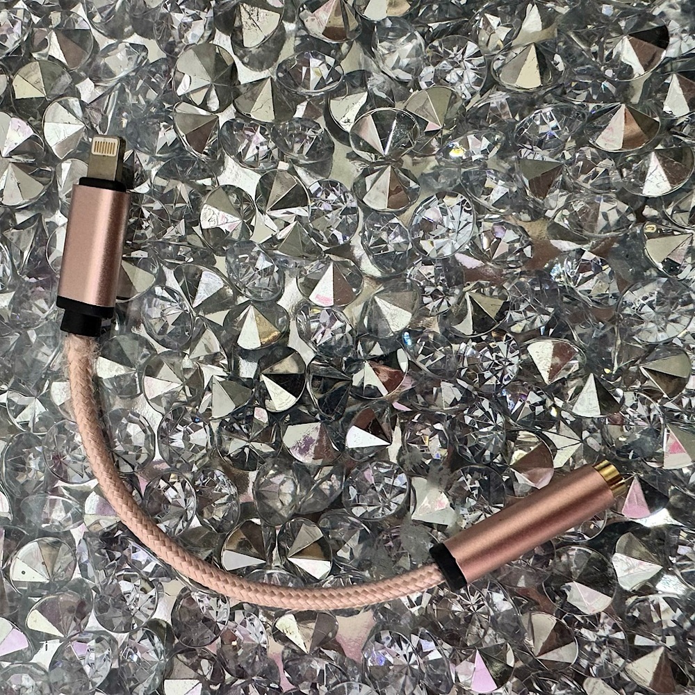 iPhone cord with audio jack adapter rose gold pink cable mini braided cords